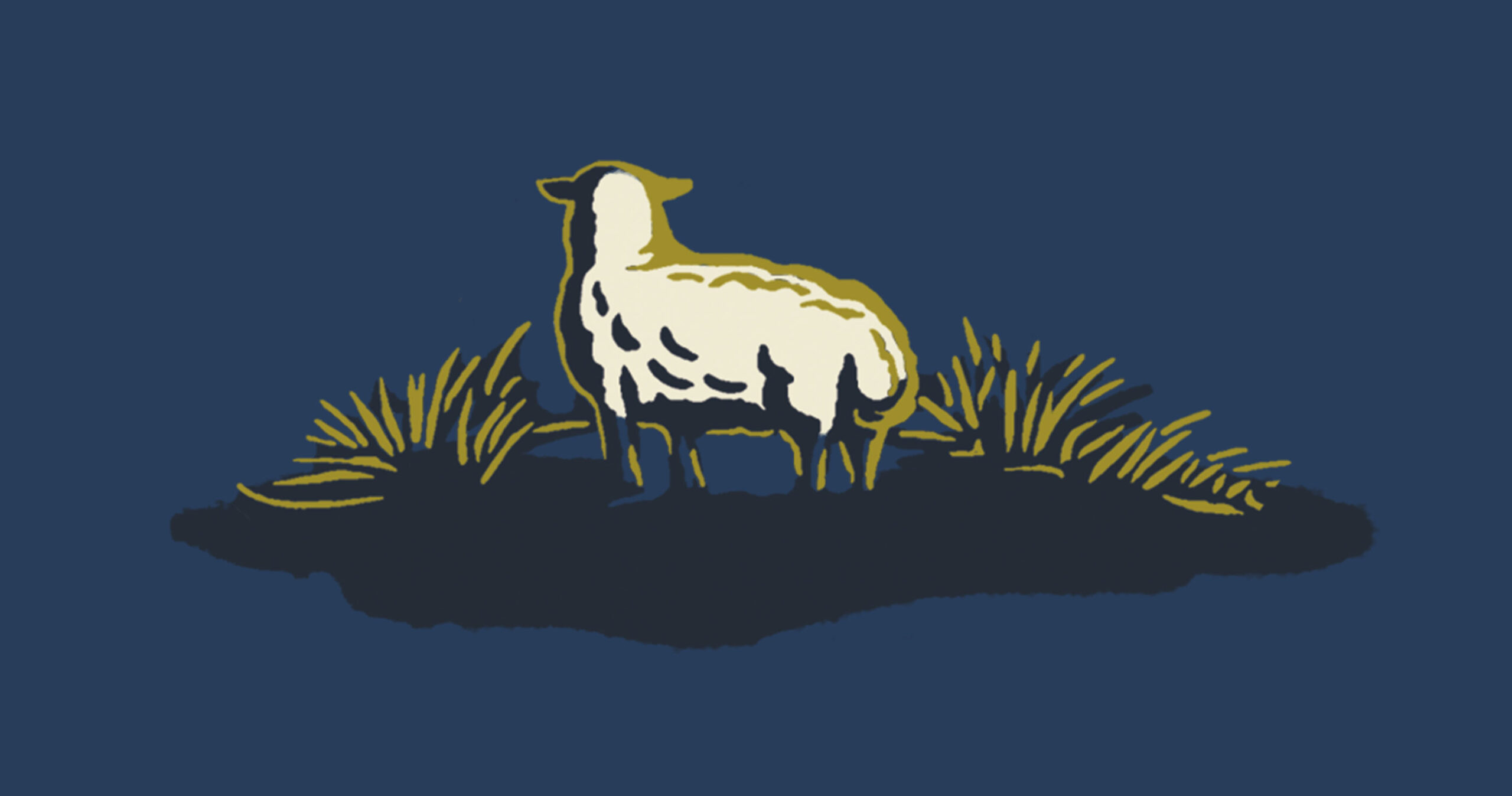 Tu sei con me – Il Signore è il tuo pastore Illustrazione di una pecora su sfondo blu, per la meditazione «Tu sei con me» sul Salmo 23